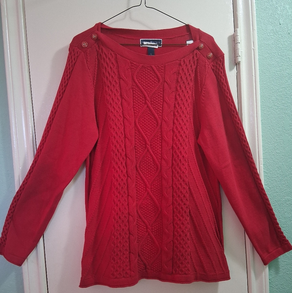 Karen Scott Vibrant Red Cable Knit Sweater